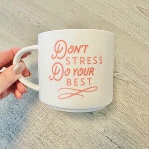 "don't stress do your best" white coffee mug, threshold brand, good condition